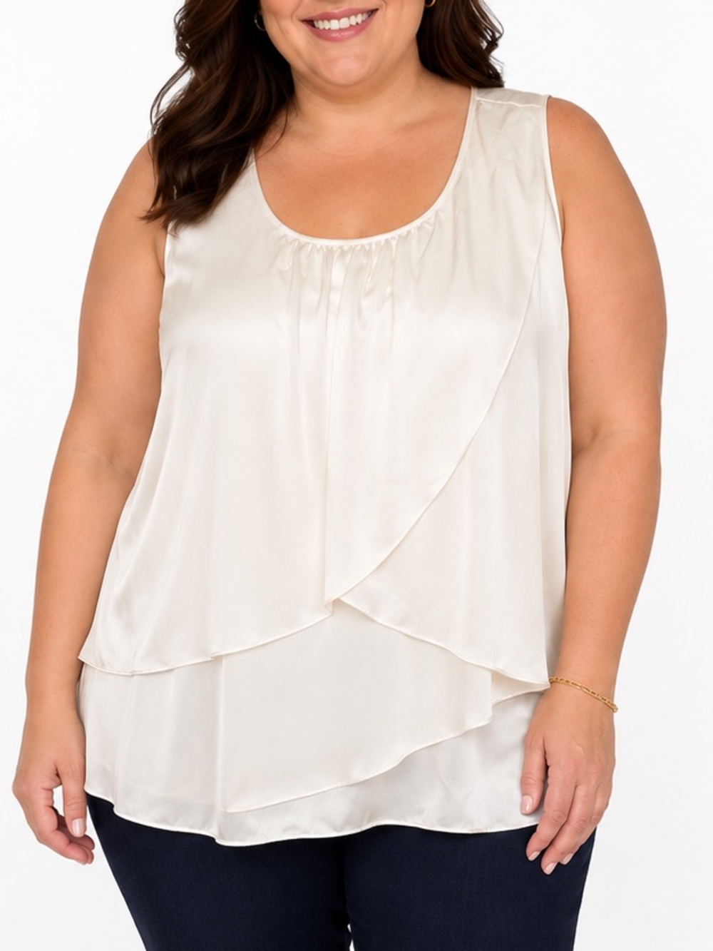 Talbots NWT Silk Layered Sleeveless Blouse Cream Ivory Size 20W